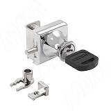 Замок-ручка для 1-ой двери, без сверления, выдвижной + отв. планка, хром