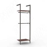 KALI, 1 секция, 2 L-образной стойки, для 2-х деревянных полок, для 2-х овальных штанг, бронза