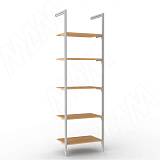 KALI, 1 секция, 2 L-образной стойки, для 5-ти деревянных полок, серебро