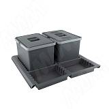 METROPOLIS Система сортировки и хранения, фасад 600мм, 2 емкости с крышкой (12л+12л), цвет серый базальт