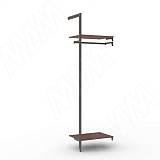 KALI, дополнительная секция,  1 L-образная стойка, для 2-х деревянных полок, для 2-х овальных штанг, бронза