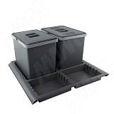 METROPOLIS Система сортировки и хранения, фасад 600мм, 2 емкости с крышкой (15л+15л), цвет серый базальт