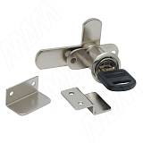 Замок для 2-х дверей, поворотный + отв. планки, "мастер-ключ", хром