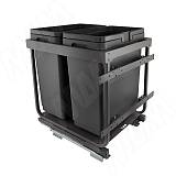 KOMBI 2.0 M50W Система сортировки и хранения, 2 емкости (30л+30л), креп. фасада, полн.выдв., плавн.закр., направл. Nova Pro, без крышек.