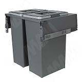 BLOCK 2.0 Система сортировки и хранения 600мм, 2 емкости (35л+35л), крепление к боков., напр.полн. выдвиж., плавн. закр.