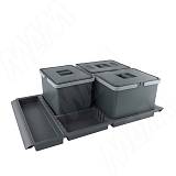 METROPOLIS Система сортировки и хранения, фасад 800мм, 3 емкости с крышкой (12л+12л+12л), цвет серый базальт