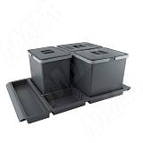 METROPOLIS Система сортировки и хранения, фасад 800мм, 3 емкости с крышкой (15л+15л+15л), цвет серый базальт