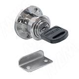 Замок для 1-ой двери, кнопочно-поворотный + отв. планка, хром