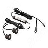 Выключатель сенсорный диммируемый, врезной, 2 датчика, черный, 12/24V, 36/72W