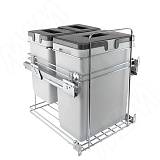 KOMBI 45 Система для утилизации/хранения, 3 емк.: 30л+10л+9л, к креп. фасада, полн.выдв., плавн.закр., напр. Nova Pro