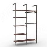 KALI, 2 секции, 3 L-образной стойки, для 5-ти деревянных полок, для 2-х овальных штанг, бронза