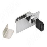 Замок для 2-х дверей, со сверлением, поворотный + отв. планка, хром